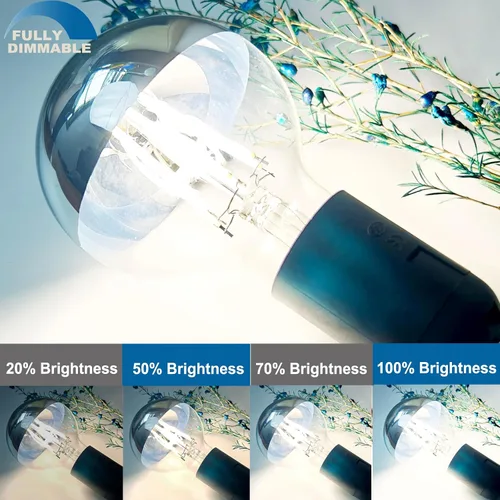 Miniatura 2 de Bombilla media cromada de 6 W (equivalente a 60 vatios), globo G25 regulable de 5000 K, bombilla LED Edison decorativa con punta plateada, base E26