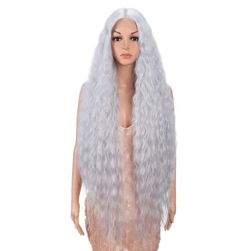 Miniatura 12 de Style Icon Pelucas de Encaje Frontal de 41" Largas Onduladas Sintéticas con Baby Hair Ombre Marrón Claro Estilo Bohemio Semi Atadas a Mano Densidad