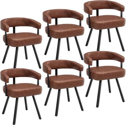 Miniatura 10 de DUOMAY Juego de 2 sillas de comedor de piel sintética, sillas de cocina curvadas con respaldo abierto con patas de metal, modernas sillas laterales