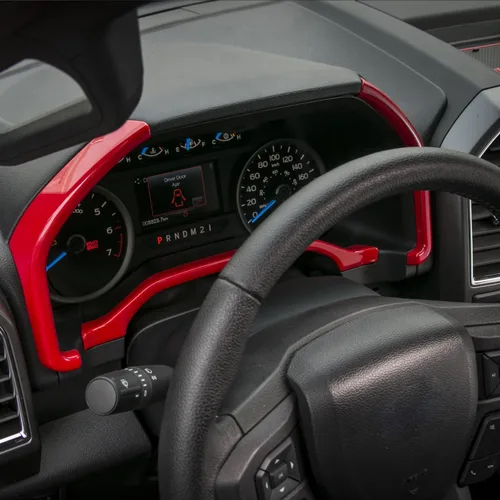 Voodonala Moldura roja para tablero de instrumentos para Ford F150 F250 F350 Super Duty 2015, 2016, 2017, 2018, 2019, 2020 (rojo, 3 piezas)
