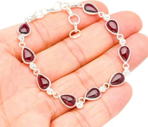 Miniatura 3 de Pulsera de plata de ley 925StarGems (TM) Amatista Natural Hecho a mano única 7734