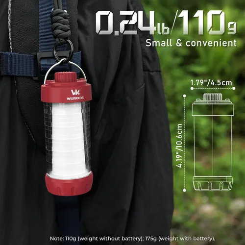 Miniatura 2 de Wurkkos CL01 Linterna de camping recargable, luz de campamento de 550LM con base magnética, luz RGB, atenuación continua, hasta 300 horas