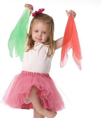 Miniatura 11 de KIMOBER 12 bufandas cuadradas de baile, 12 colores malabares de seda, trucos de magia de música, accesorios para niños pequeños (24 x 24 pulgadas)