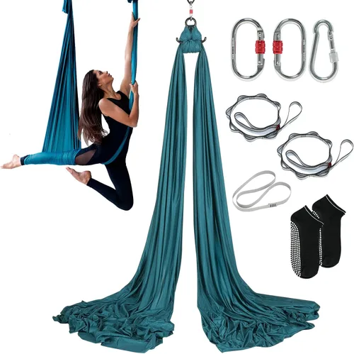 Miniatura 15 de VEVOR Aerial Silk & Yoga Swing, Aerial Yoga Hammock Kit with 100gsm Nylon Fabric, Full Rigging Hardware & Easy Set-up Guide, Antigravity Flying for