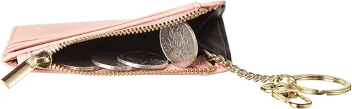 Miniatura 6 de Sodsay Estuche para tarjetas cartera delgada con bolsillo frontal para mujer sujetatarjetas con llavero