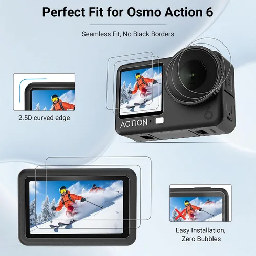 Miniatura 7 de CYNOVA Osmo Action 6 - Protector de pantalla para DJI Osmo Action 6, protector de pantalla de vidrio templado ultra transparente con 1 funda