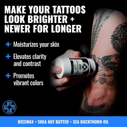 Miniatura 2 de Saniderm Original Tattoo Aftercare Balm – Grande (2.2 oz) – Sin petróleo – Hidratante natural para tatuajes sin fragancia, hecho con manteca