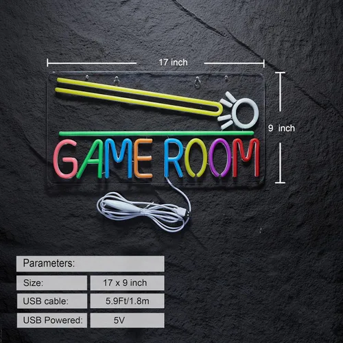 Miniatura 2 de Roouneon Sala de juegos Billar Letrero de neón LED regulable zona de juegos sala de juegos Cerveza Bar Hombre Cave Art Gaming Señales de luz de neón