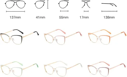Miniatura 8 de Gafas de bloqueo de luz azul retro para mujer, marco de metal, gafas de ojo de gato