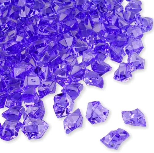 PMLAND Rocas de hielo falsas transparentes – 550 piezas grandes de gemas acrílicas moradas trituradas de plástico, 3 libras / 2.25 cuartos de galón