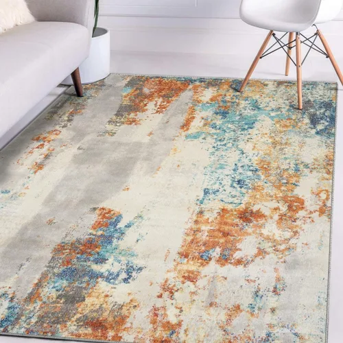 Miniatura 14 de LUXE WEAVERS Lagos Collection - Alfombra de área abstracta beige de 5 x 7 pies