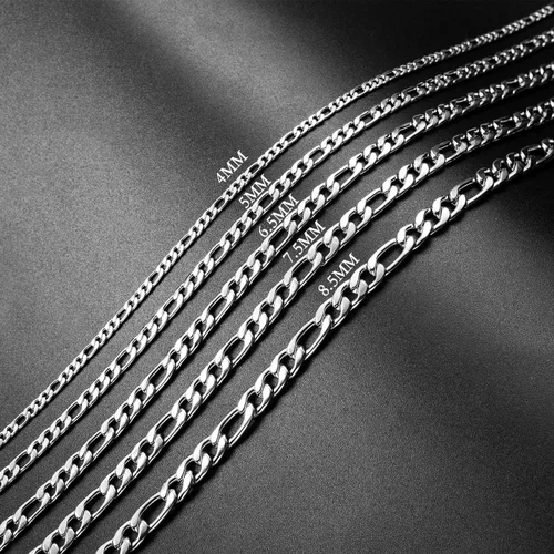 Miniatura 8 de SANNYRA Figaro - Collar de cadena de acero inoxidable para hombres y mujeres