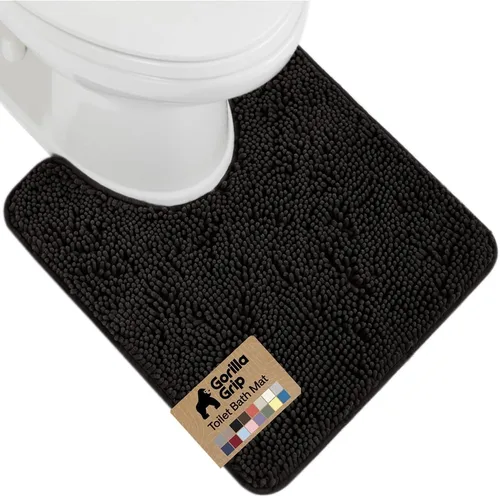 Miniatura 55 de Gorilla Grip - Tapete de baño afelpado, absorbente, peludo, de felpilla, para base de inodoro cuadrada, reverso de goma, suave, de microfibra, claro