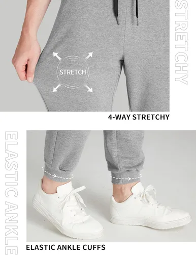 Miniatura 23 de Idtswch 30/32/34/36/38/40. Pantalones deportivos altos para hombre, extra largos, con bolsillos con cremallera
