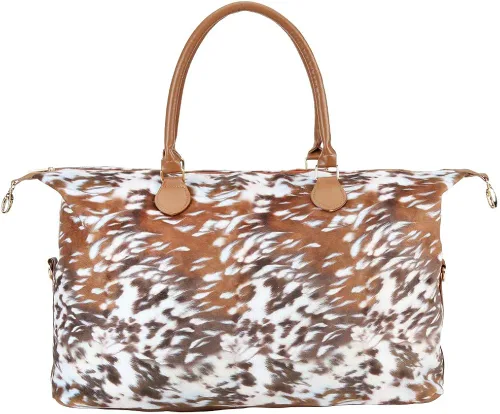 Miniatura 2 de Bolsa de fin de semana para mujer, bolsa de viaje grande con correa para el hombro, vaca y leopardo