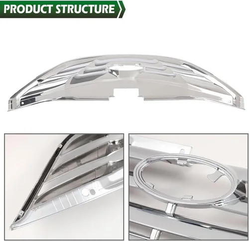 Miniatura 4 de GRAND ORANGE Conjunto de parrilla delantera compatible con Hyundai Sonata 2011 2012 2013 cromo ABS plástico parrilla HY1200154 863503S100