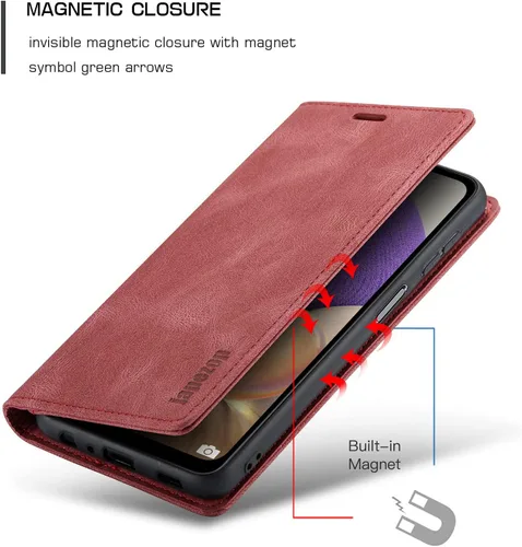 Miniatura 4 de Funda tipo cartera para Samsung Galaxy A32 5G/M32 5G con bloqueo RFID, tarjetero y función atril magnético, de piel con tapa para Samsung Galaxy A32
