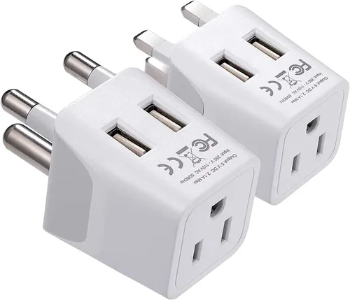Miniatura 24 de Adaptador de viaje Ceptics, de EE. UU. a Japón, Filipinas, con doble USB, tipo A, ultra compacto Tipo L - Italia