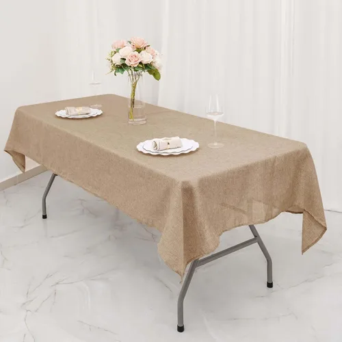 Miniatura 2 de Tableclothsfactory Mantel rectangular de yute natural de 54 x 96 pulgadas Mantel de mesa bohemio chic