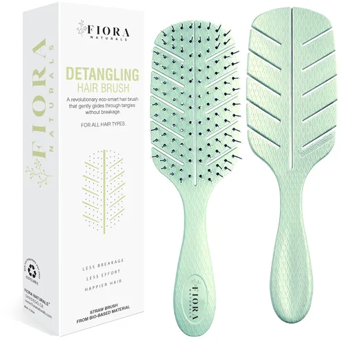 Fiora Naturals - Cepillo desenredante 100% ecológico con cerdas ultrasuaves que se deslizan a través de los enredos con facilidad, para cabello Verde