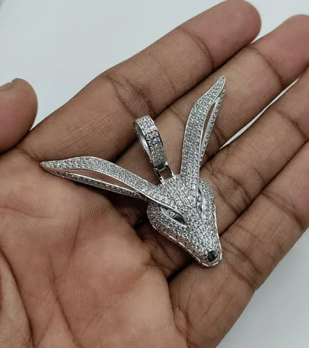 Miniatura 3 de Animas Jewels - Dije de plata de ley 925 para hombre corte redondo VVS1 diamante Naruto Kurama Fox de 225 quilates Plata esterlina Circonita cúbica
