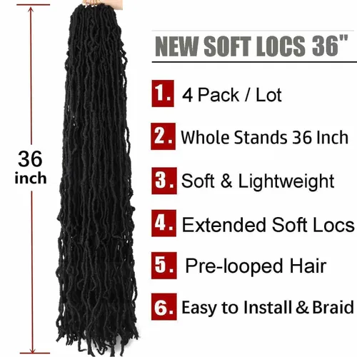 Miniatura 3 de 4 paquetes de rastas suaves de ganchillo de pelo sintético preenrollado, trenzas de ganchillo de diosa, rastas de cabello sintético para mujeres 1b