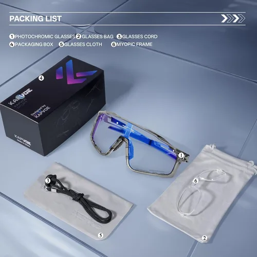 Miniatura 5 de KAPVOE Gafas de ciclismo fotocromáticas para hombres y mujeres, gafas de sol deportivas, marco de decoloración HD, gafas de bicicleta K76