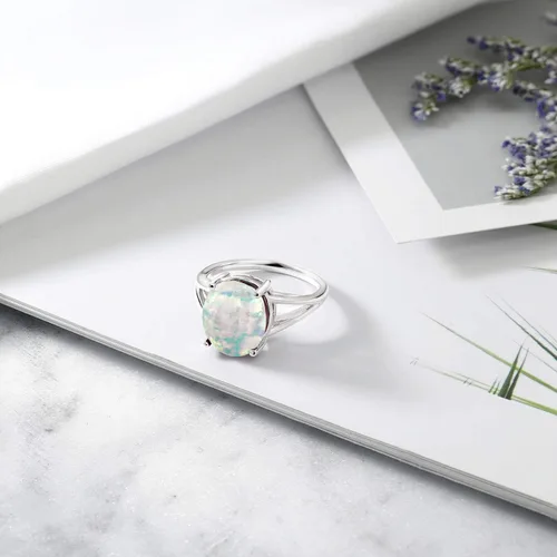 Miniatura 80 de Gem Stone King Anillo solitario con piedra preciosa de 3.00-7.00 quilates Plata de ley 925 Ovalado de 0.47 x 0.49 pulgadas Anillo