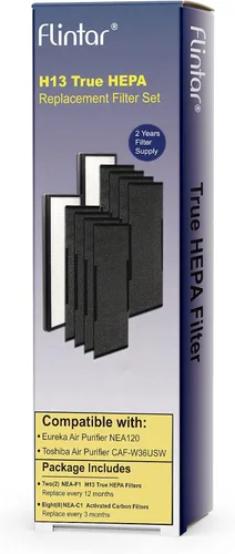 Miniatura 5 de Filtro de repuesto NEA120, compatible con Eureka NEA120 y Toshiba Smart WiFi purificador de aire, (2) filtros de aire de grado H13 (NEA-F1) y (8)