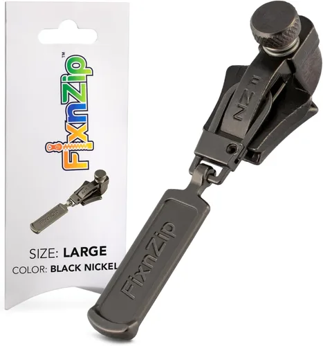 Miniatura 11 de FixNZip Paquete de reparación de cremallera de níquel negro pequeño, mediano y grande Reemplazo universal sin costuras deslizante para todas