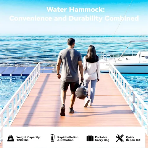 Miniatura 6 de Muelle flotante inflable redondo de 6 a 12 pies, anillo de flotador Sunchill, hamaca de agua para broncear flotadores de piscina con tela tejida