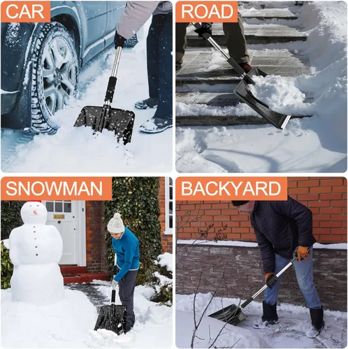 Miniatura 7 de Kit de pala de nieve portátil 3 en 1 con raspador de hielo y cepillo de nieve, diseño plegable de emergencia, conjunto removedor de nieve