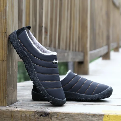 Miniatura 3 de UBFEN - Pantuflas cálidas de invierno para hombre y mujer con forro de felpa mullida, zapatos de casa con suela de goma antideslizante