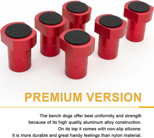 Miniatura 2 de Perros de banco de aluminio rojo de 0.79 pulgadas (0.787 in) para agujeros de banco de trabajo, accesorio de abrazaderas resistentes