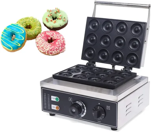12 unids máquina comercial de donas donuts panadero mini máquina de hacer donas antiadherente 5 minutos restaurante uso en el hogar cuerpo de acero