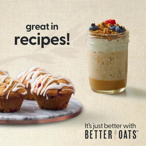 Miniatura 6 de Better Oats Paquetes de avena instantánea gruesos y abundantes, sabor a muffin de arándanos con semillas de lino y granos enteros, desayuno