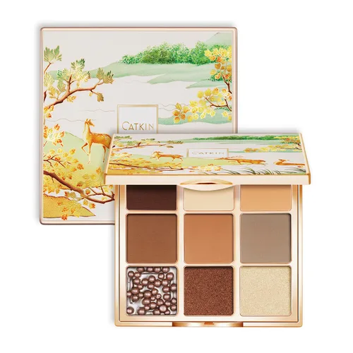 Miniatura 9 de Catkin Paletas de sombras de ojos 9 tonos mezclables Sombra de ojos suave de larga duración Maquillaje de ojos mate y purpurina Paletas de C12