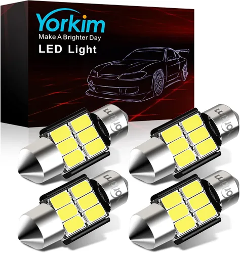 Miniatura 18 de Yorkim Bombilla LED De3175 de 1.102 in, color blanco, súper brillante, 1.102 in, 1.142 in, sin errores, CANBUS 6-SMD 2835 Chipsets para luces