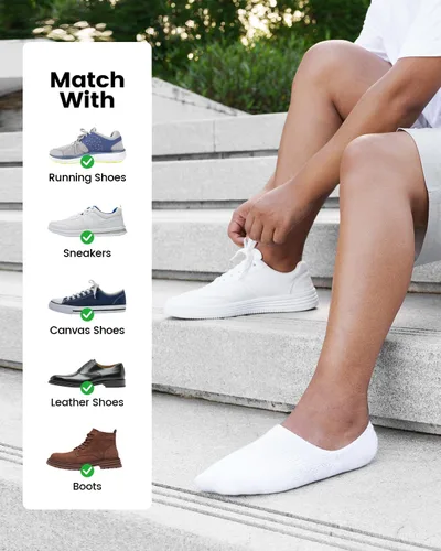 Miniatura 7 de IDEGG - Calcetines deportivos de algodón de corte bajo con agarre antideslizante para hombres