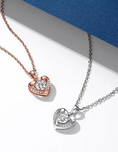 Miniatura 80 de MomentWish Collar de corazón para mujer, moissanita, diamante de imitación, plata de ley 925