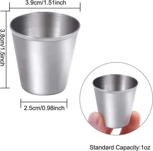Miniatura 2 de Ruisita Vasos de chupito de acero inoxidable 12 vasos de chupito de acero inoxidable (1 onza/1.0 fl oz)