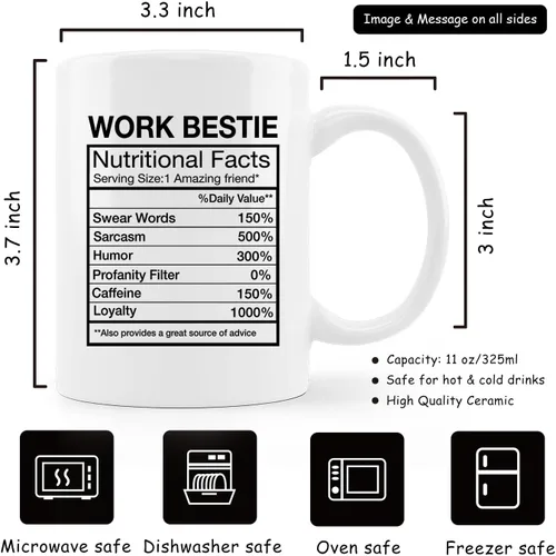Miniatura 6 de Taza de café Work Bestie, compañero de trabajo de apoyo emocional, tazas divertidas para compañeros de trabajo, regalos de amistad en el trabajo