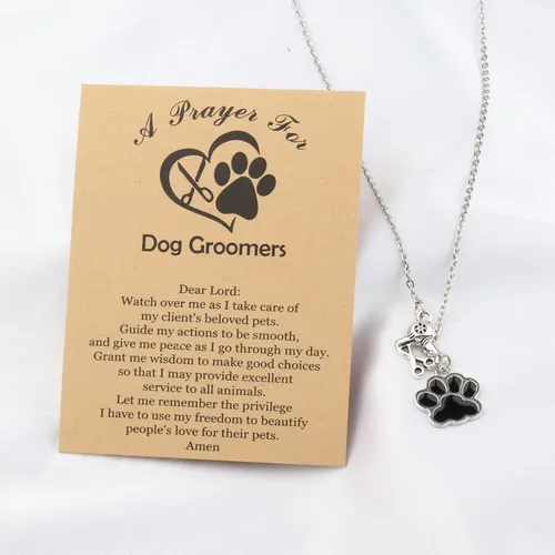 Miniatura 3 de MYOSPARK Collar con colgante de huella de perro - Regalo de peluquero para perros
