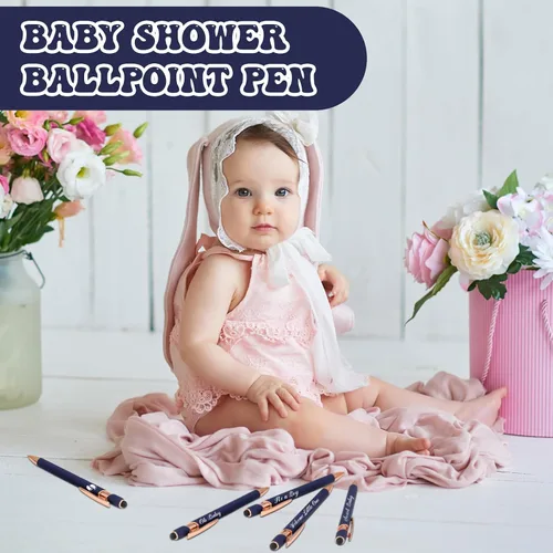 Miniatura 5 de Jspupifip 50 bolígrafos de baby shower con punta de lápiz capacitivo, bolígrafos retráctiles de metal con texto en inglés "It's a Boy or Girl", Azul