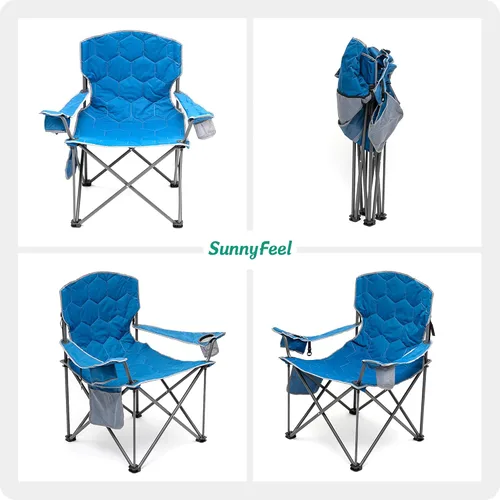 Miniatura 7 de SUNNYFEEL Silla de campamento de gran tamaño para adultos grandes y altos, silla de campamento plegable resistente que soporta 500 libras, silla