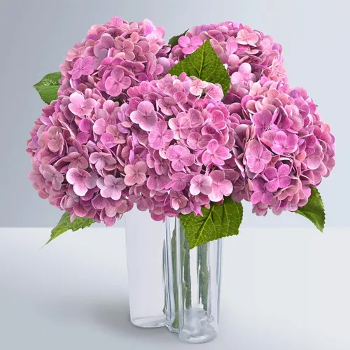 Miniatura 26 de Flores artificiales de hortensias de tacto real, 2 flores azules y 2 blancas de tacto real, flores de hortensias sintéticas de 21 pulgadas, flores