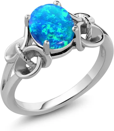 Miniatura 74 de Gem Stone King Anillo de compromiso ovalado con piedra natal para mujer, plata de ley 925, ovalado de 0.354 x 0.276 in, anillo de compromiso