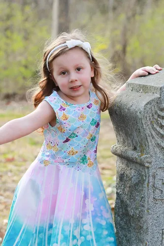 Miniatura 2 de Funnycokid Vestido de sirena para niñas y niños, vestido de verano sin mangas, traje de cumpleaños, ropa de fiesta de 4 a 13 años