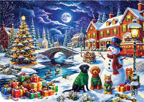 Miniatura 7 de Anatolian Puzzle - Colección de sellos de gato de Navidad, rompecabezas de 1000 piezas, #1103