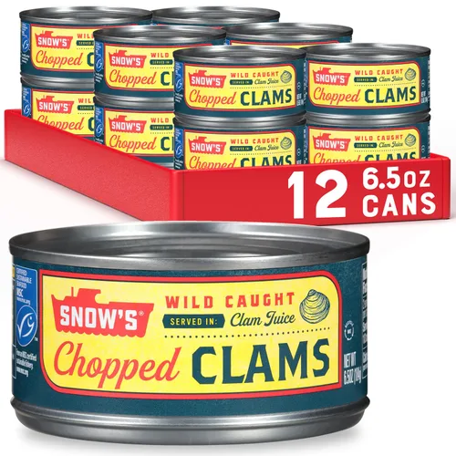 Snow's Wild Clams enlatadas, 6.5 onzas (paquete de 12) – 0.18 oz de proteína, sin gluten, 99% libre de grasa – para recetas